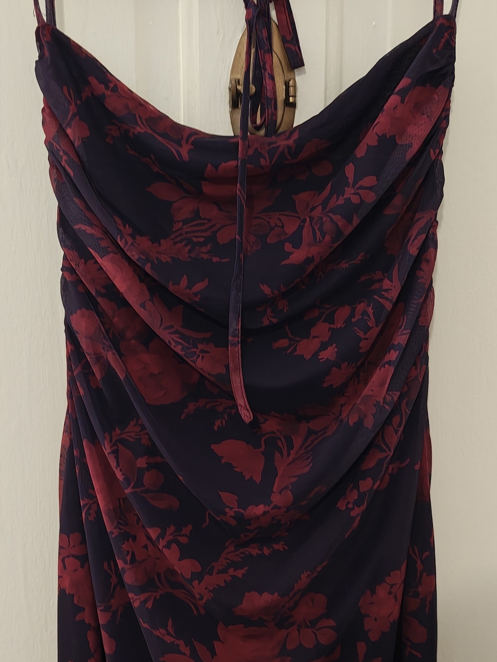 Amazon Women's Maxi Dress in Navy/Purple and Burgundy Floral